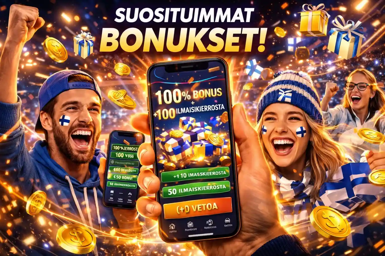 Suomalaiset pelaajat saavat bonuksia ja ilmaiskierroksia mobiilikasinossa
