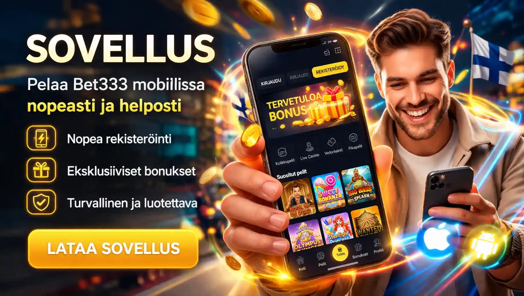 Suomalaiset pelaajat lataavat mobiilisovelluksen ja pelaavat turvallisesti