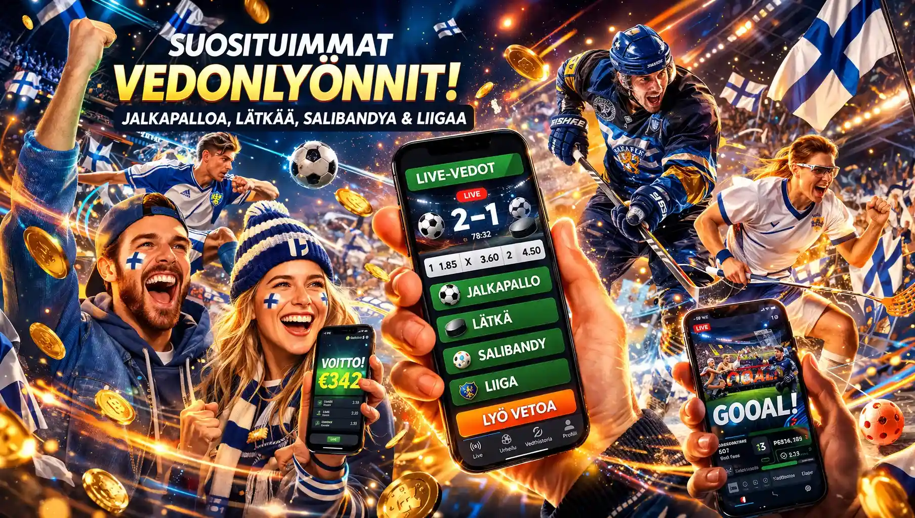 Suomalaiset fanit lyövät vetoa jalkapallosta ja jääkiekosta mobiilissa